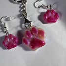 Resin earring and keyring set
