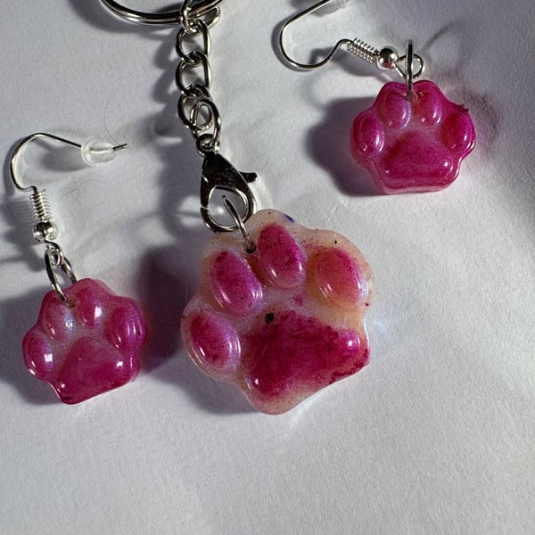 Resin earring and keyring set