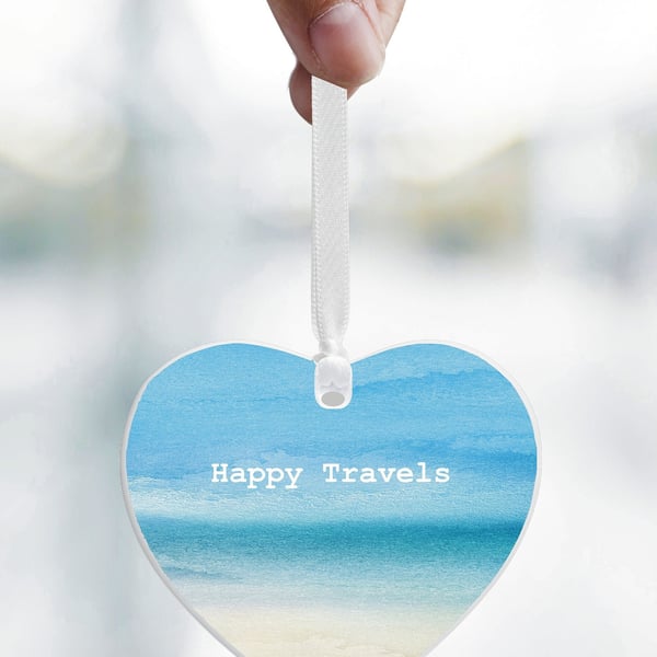 Happy Travels Ceramic Heart Keepsake - Gift for Friend - Bon Voyage - Travelling