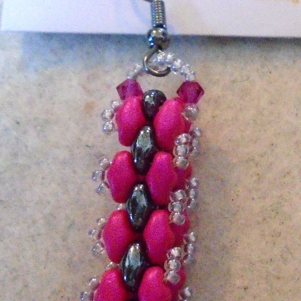 Brickwork-pattern bead earrings (customisable)