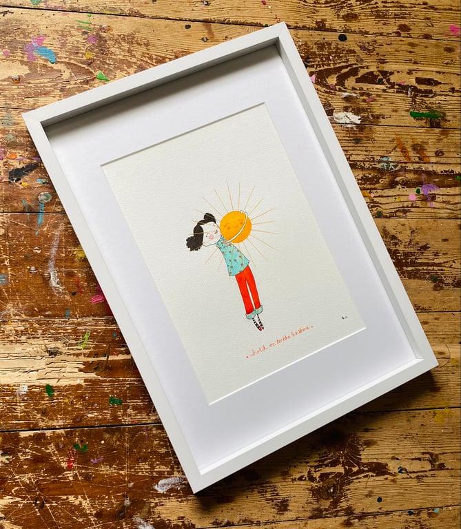 Hold On To The Sunshine - Framed Original A4 Illustration 