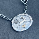 Silver Hare and Moonstone Necklace 