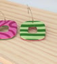 Green striped reversible pink earrings  - Image 2
