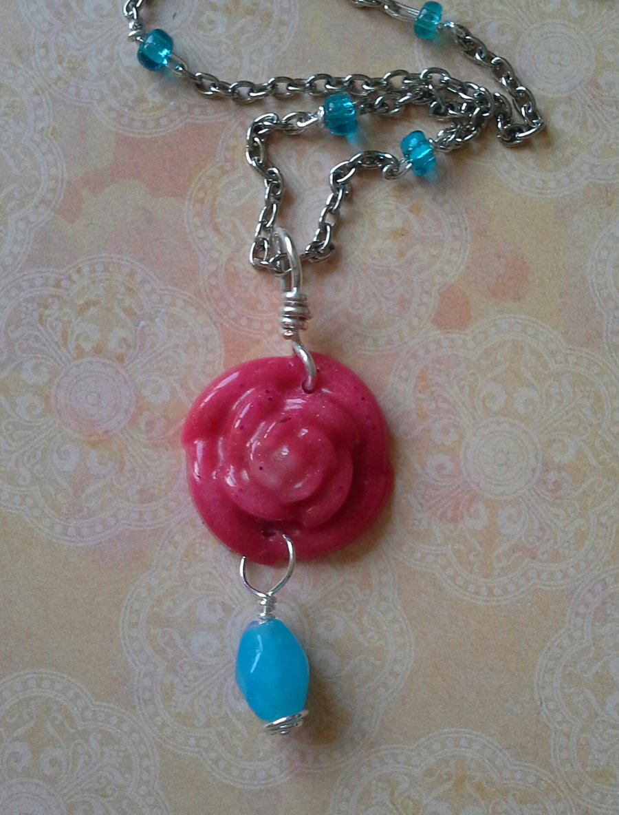 Resin Rose Necklace