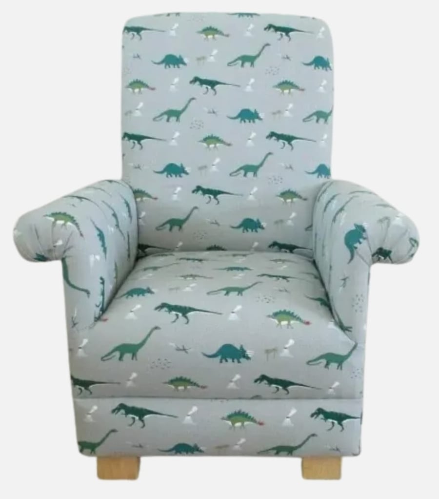 Kids Chair Sophie Allport Dinosaurs Fabric Children's Armchair Green Grey Boys 