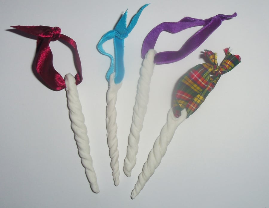 Porcelain Icicle textured Hand made Tree Decorations.