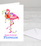 Personalised Flamingo Christmas Card premium quality exotic animal - Image 1