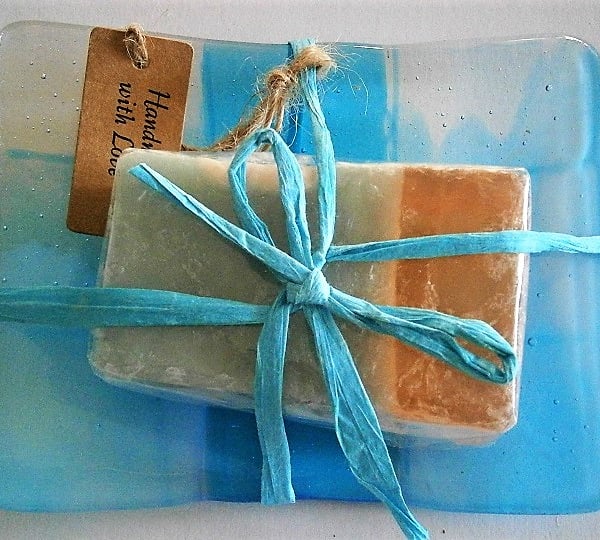 Hand crafted fused glass soap dish 
