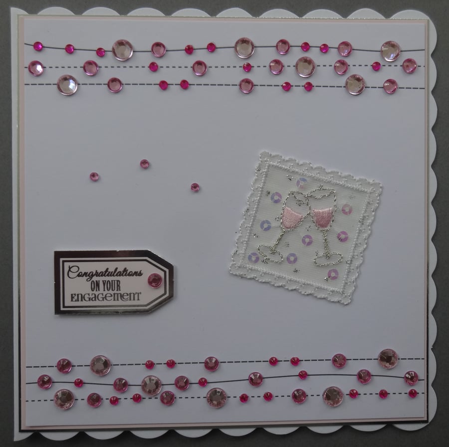 3D Luxury Handmade Card Congratulations On Your Engagement Champagne Glasses