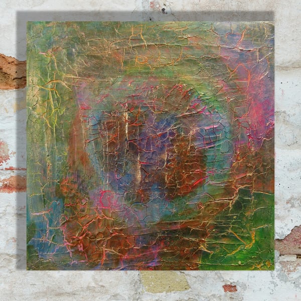 Abstract Textured Painting On Canvas Copper Iridescent Expressionist Artwork