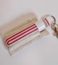 Key ring lip balm holder in striped fabric keyring  - Image 1