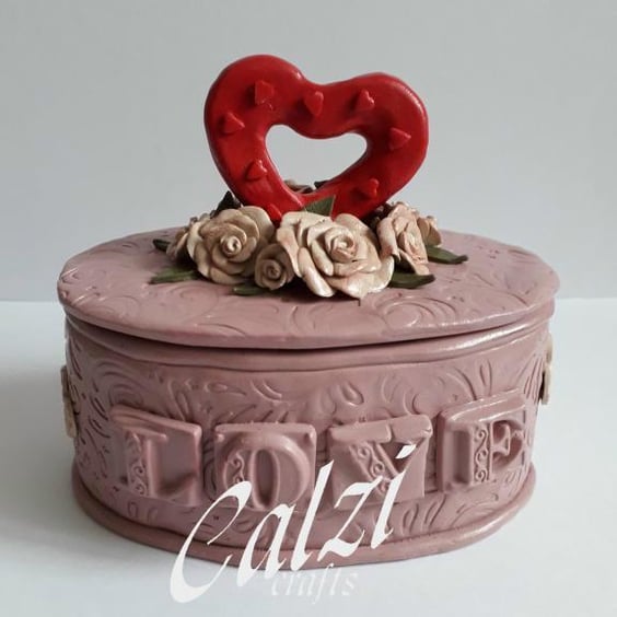 Love Heart, Valentine, Shabby Chic Trinket Jewellery Box