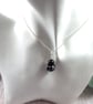 Black Flower Glass Bead Pendant, Sterling Silver & Onyx - Chain is Optional - Image 8