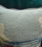 Hand Sewn Wool Tapestry Cushion Fishing Boats Fisherman Piped Edge 11X14inches - Image 3