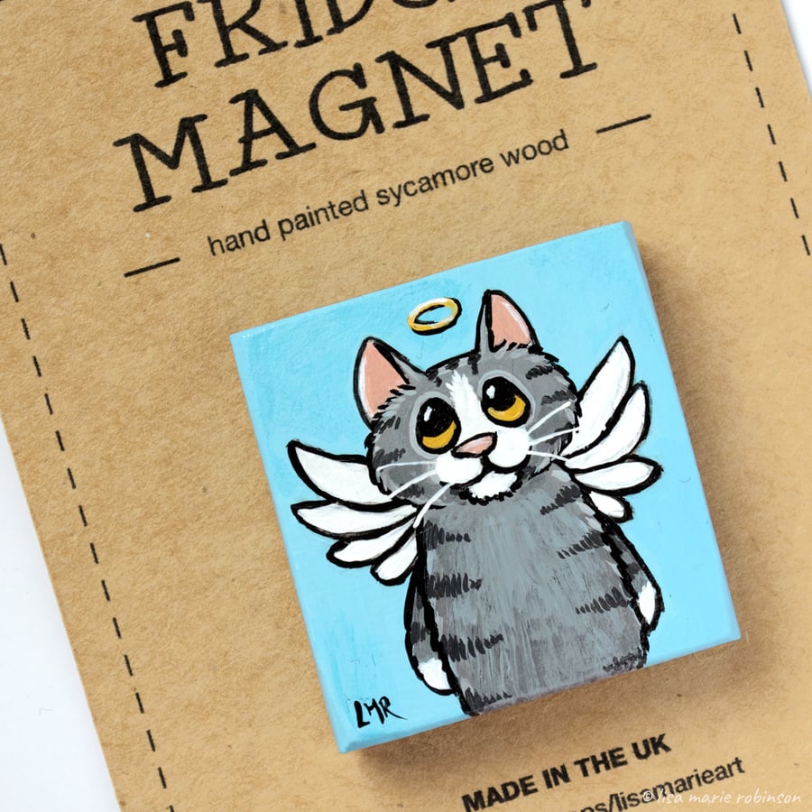 Grey Tabby Cat Angel Fridge Magnet