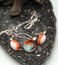 Coral and White Fused Glass French Drop Earrings and Pendant Set - Image 3