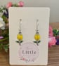 Yellow Tulip Dangle Earrings, Enamel Floral Charms, Handmade Jewellery - Image 1