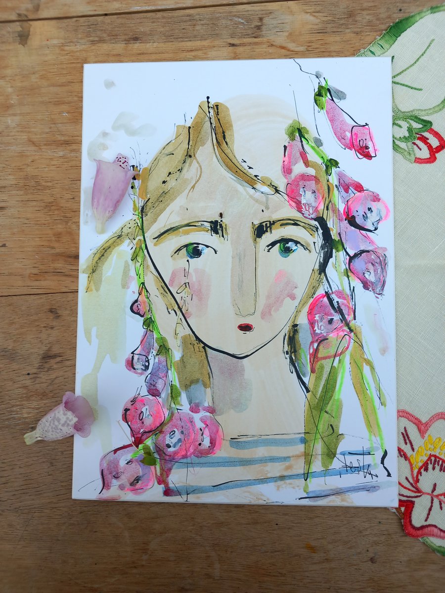 Unframed small foxglove  inky girl ' summer breeze