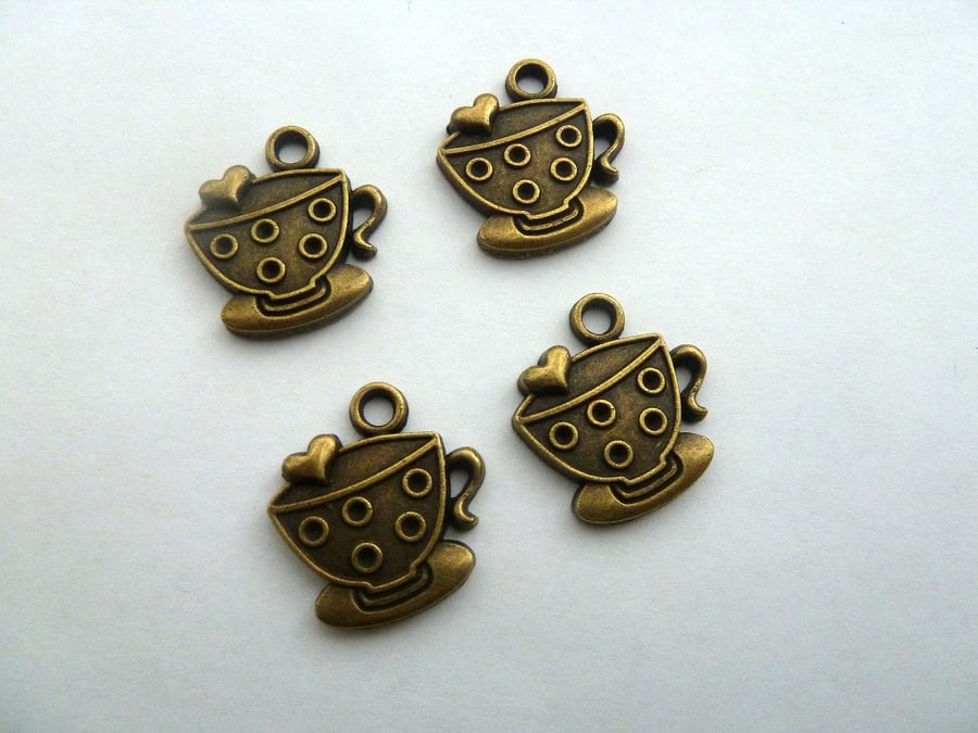 SALE bronze tea cup charms