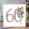 Flower Meadow AGE 60 birthday card 