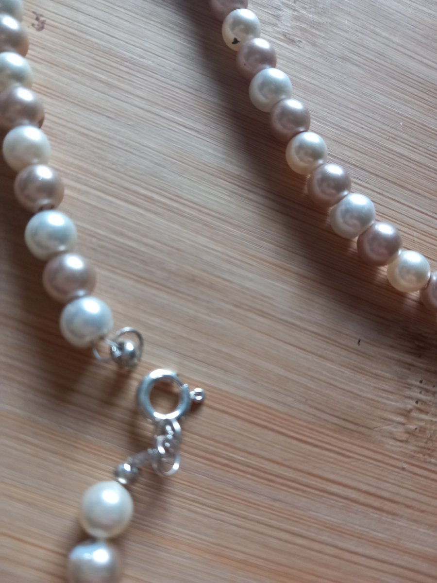 Pearl and sterling silver necklace and bracelet jewellery set