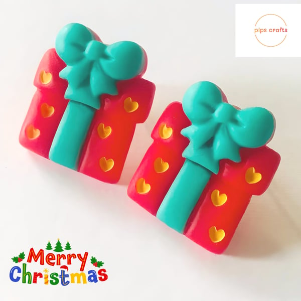 Fun Christmas Present-Parcel Stud Earrings  - Quirky Gift Idea
