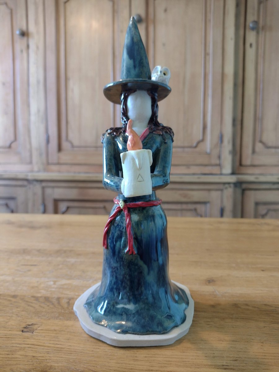 Pottery Witch hand made ceramic representing the element of fire