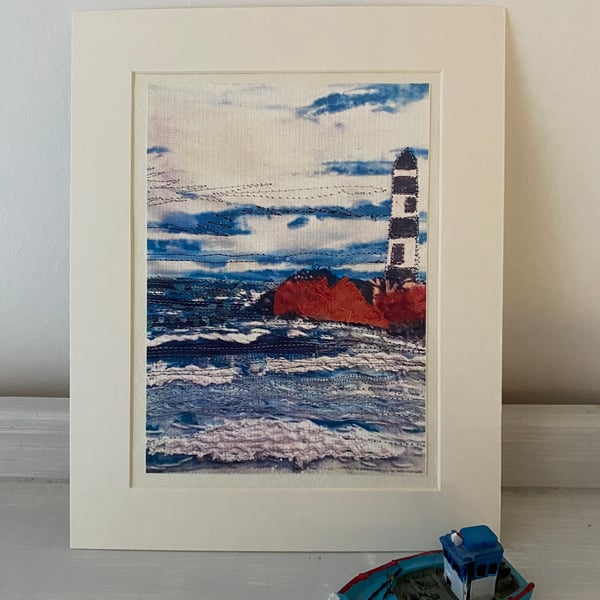  light house on the rocks, seascape print