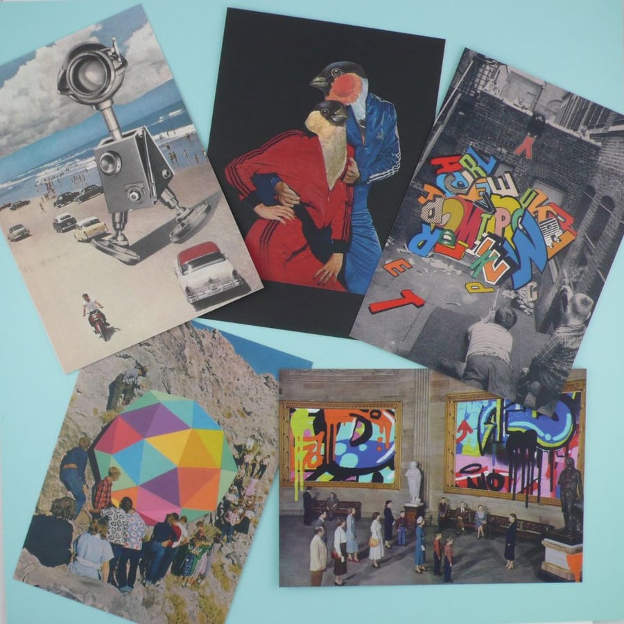Vintage Style Collage Art Postcards Variety Pack