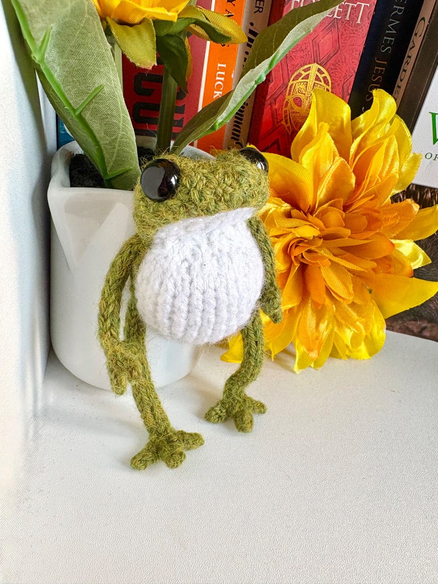 Handmade knitted frog