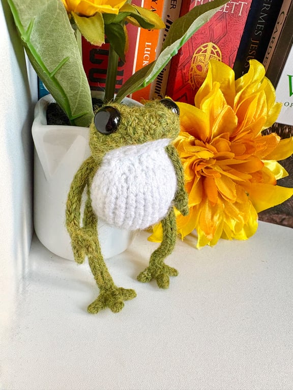Handmade knitted frog