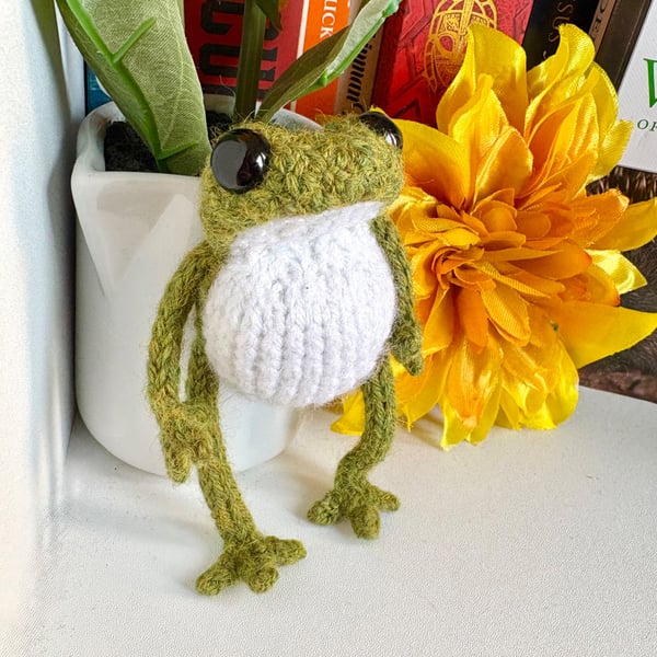 Handmade knitted frog