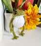 Handmade knitted frog