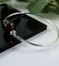Sterling Silver Bangle with Plum Crackle Agate. Fits Size Medium 20cm  - Image 9