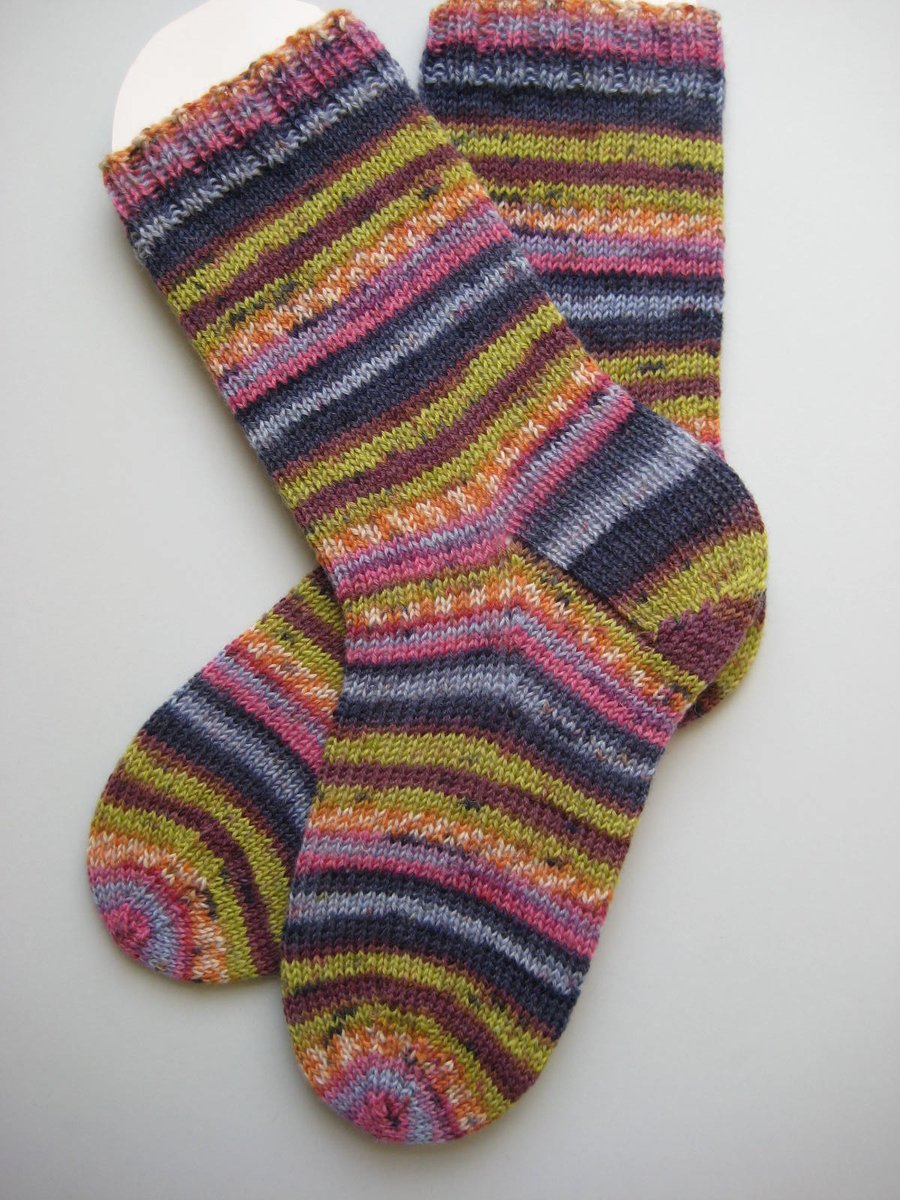 hand knit womens wool socks UK 4-6