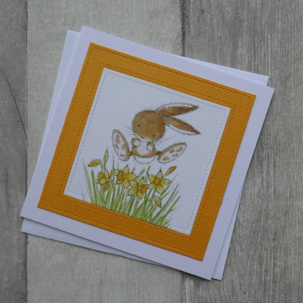 Bunny with Daffodils - Cute Easter Card