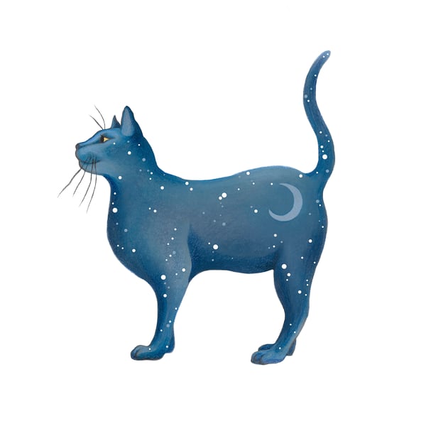 Seconds Sunday - Cat Art print. Lunar Cat Standing.