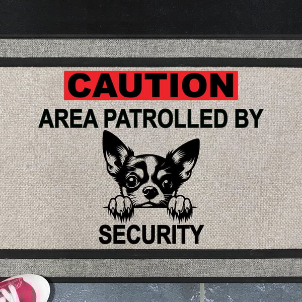 Chihuahua Security Door Mat No.2 -  Chihuahua Welcome Mat - All Weather 45x70cm 