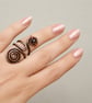Antique Copper Spiral Ring with Blue Stone, Boho Statement Ring,  - Image 2