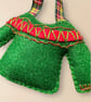 Fair isle Christmas jumper decoration, embroidered tree bauble, tartan red green - Image 3