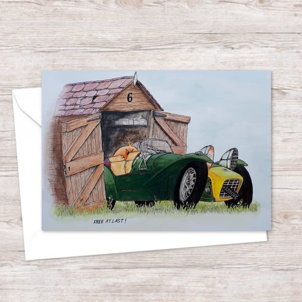 Shed Finds Greeting Car: Hand Drawn Nostalgic Illustration (302)