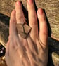 Upcycled Brown Leather Heart Ring & Mantra Pouch