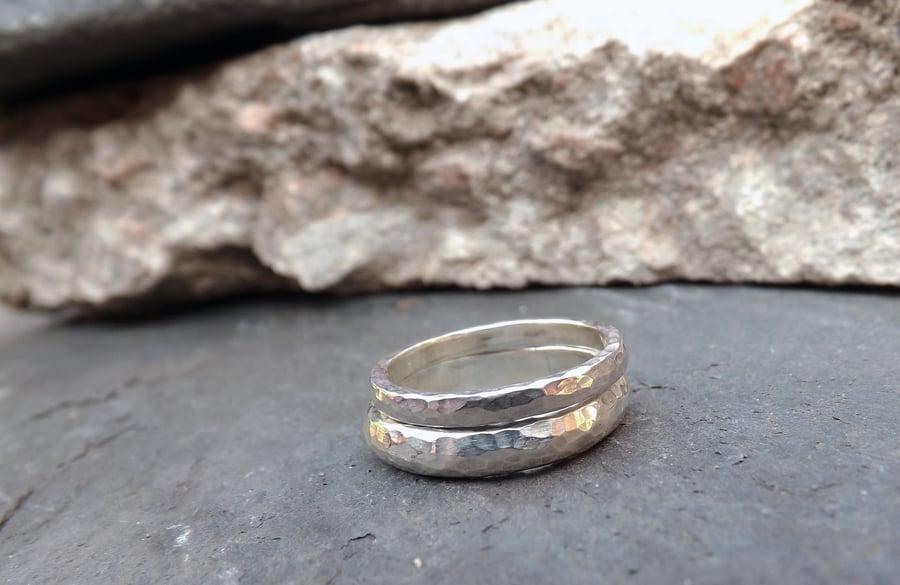 Handmade Silver Meteorite Wedding Rings