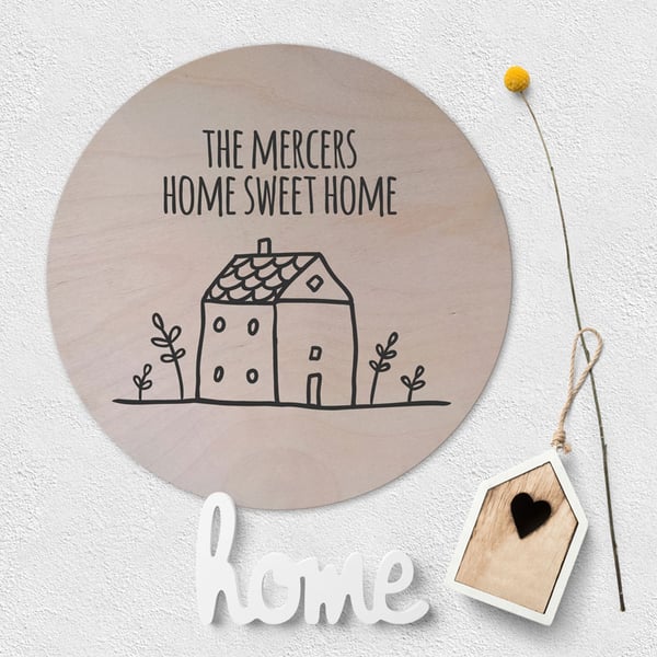 Home Sweet Home Wooden Circle Plaque