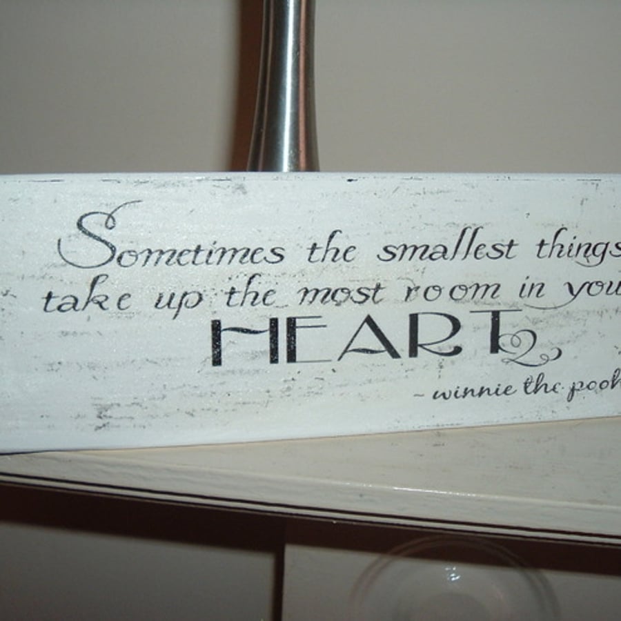 shabby chic distressed  plaque-winnie the pooh quote-cute