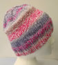 Ombre pink and purple chunky beanie hat for an adult