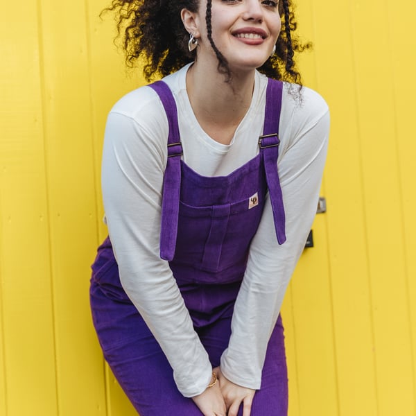 Unisex Purple Corduroy Dungarees – Tulsi Sunrise Bestselling Handmade Outfit