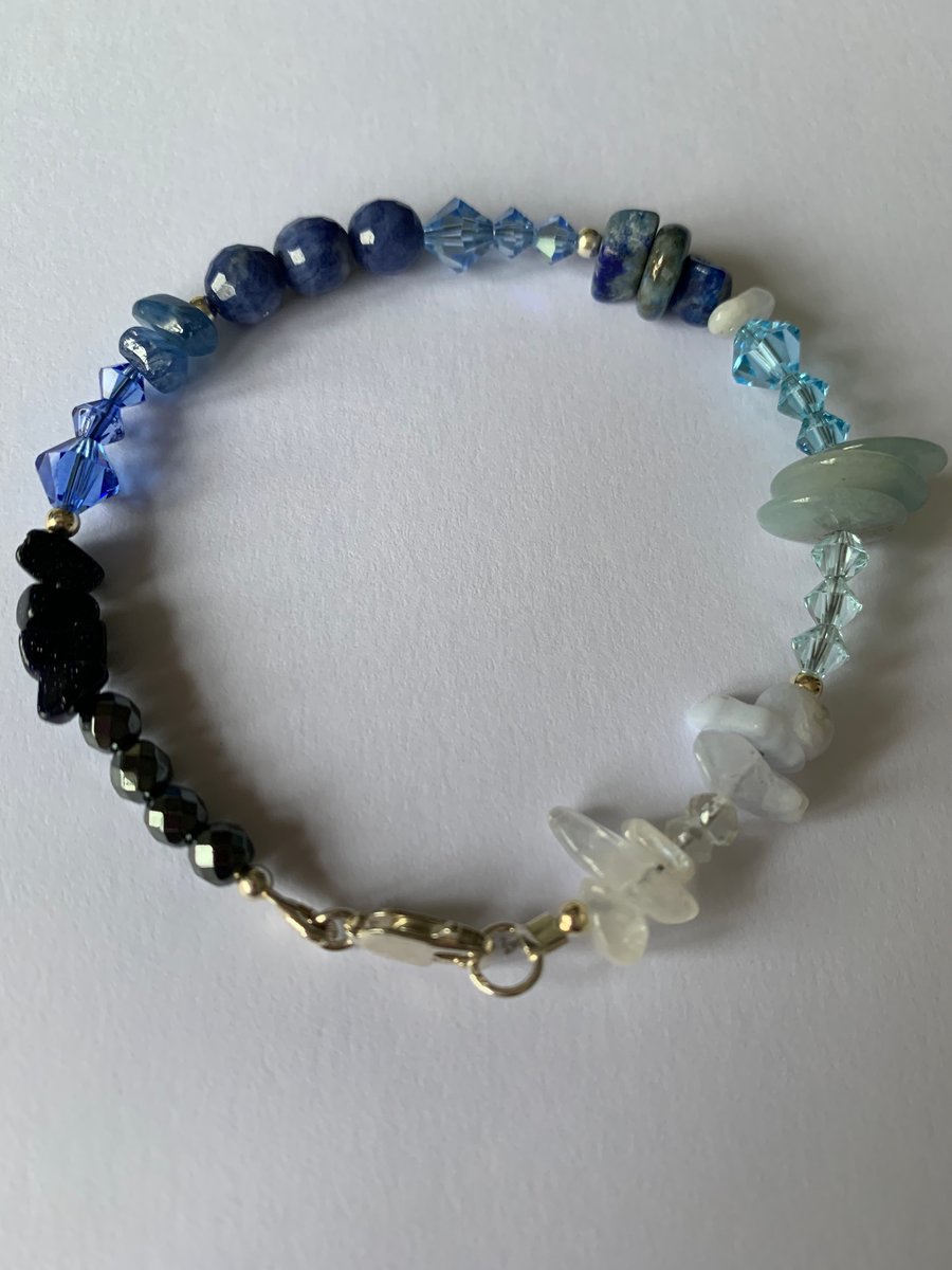 Shades of blue bracelet - this is a handmade item.