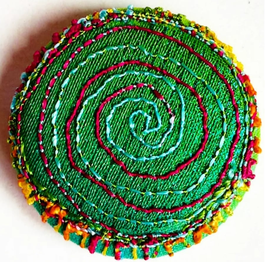 Buttons 1 inch button Hand Dyed Silks and Cottons Free Machine Embroidery Button