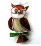 Cute Owl Stained Glass Suncatcher Handmade Bird Brown